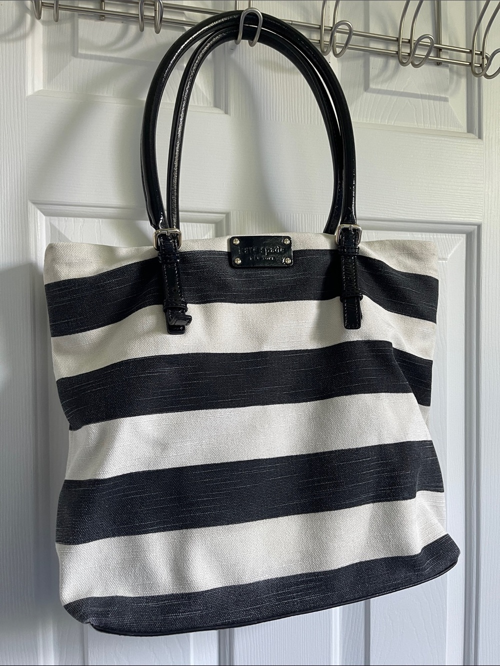 Kate Spade Jubilee Stripe Bon Shopper Black White